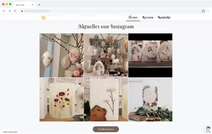screenshot der instagram feed galerie auf manuelas-kerzenzauber.at